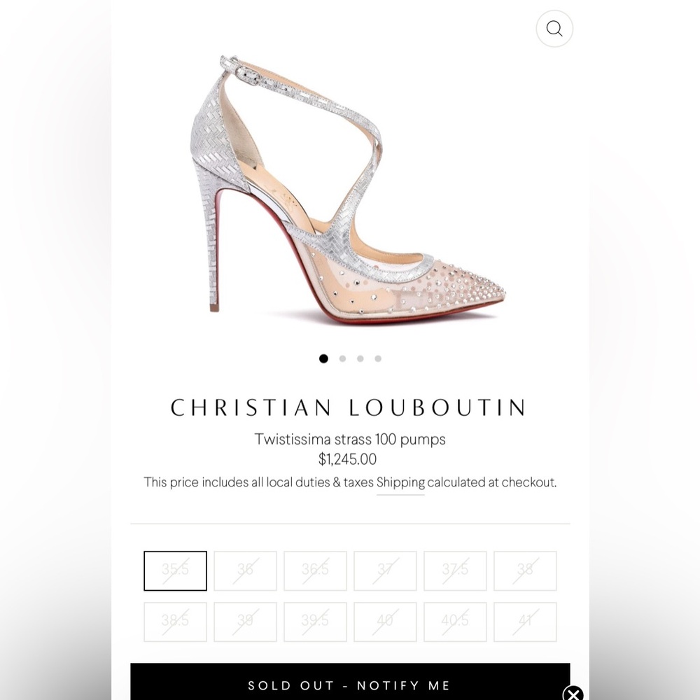 STUNNING Christian Louboutin Silver Strass Twistissima Heels Size 37